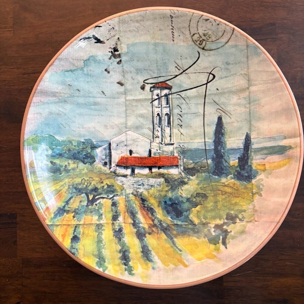 WILLIAMS SONOMA BOWL MARC LACAZE PAYSAGE 2008 Large Bowl Italy Landscape 14" - Picture 3 of 7